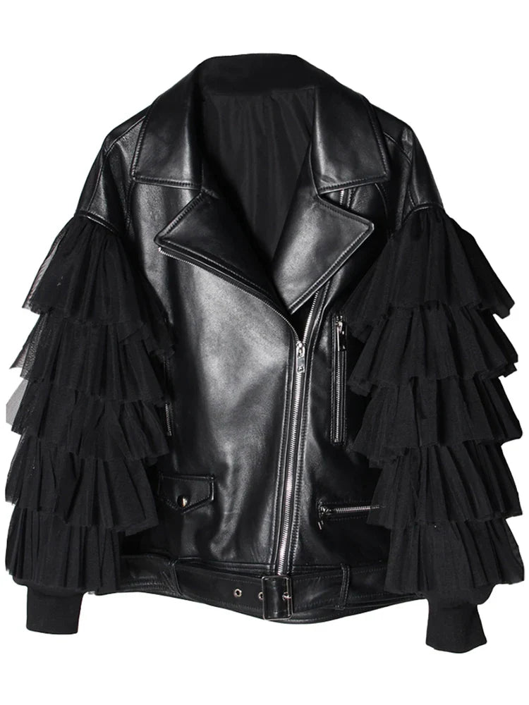 Fiery Red Leather Jacket for Women