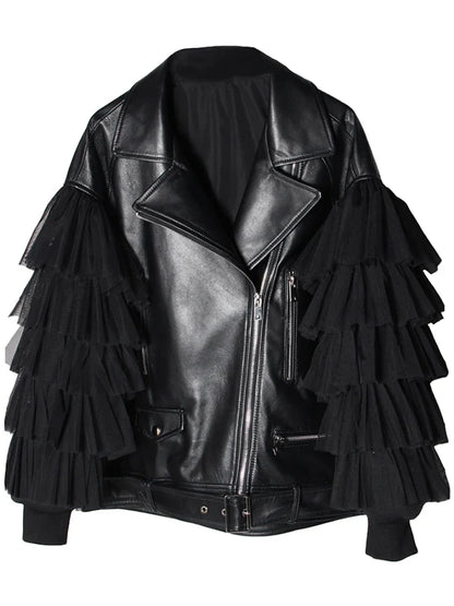 Fiery Red Leather Jacket for Women