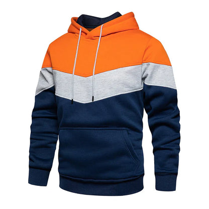 Men's Hooded Sweatshirt with Horizontal Stripes - Modern
