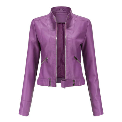 Elegante Damen Jacke Vegan Leder Stil