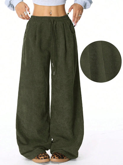Women's Corduroy Trousers Elastic Comfortable