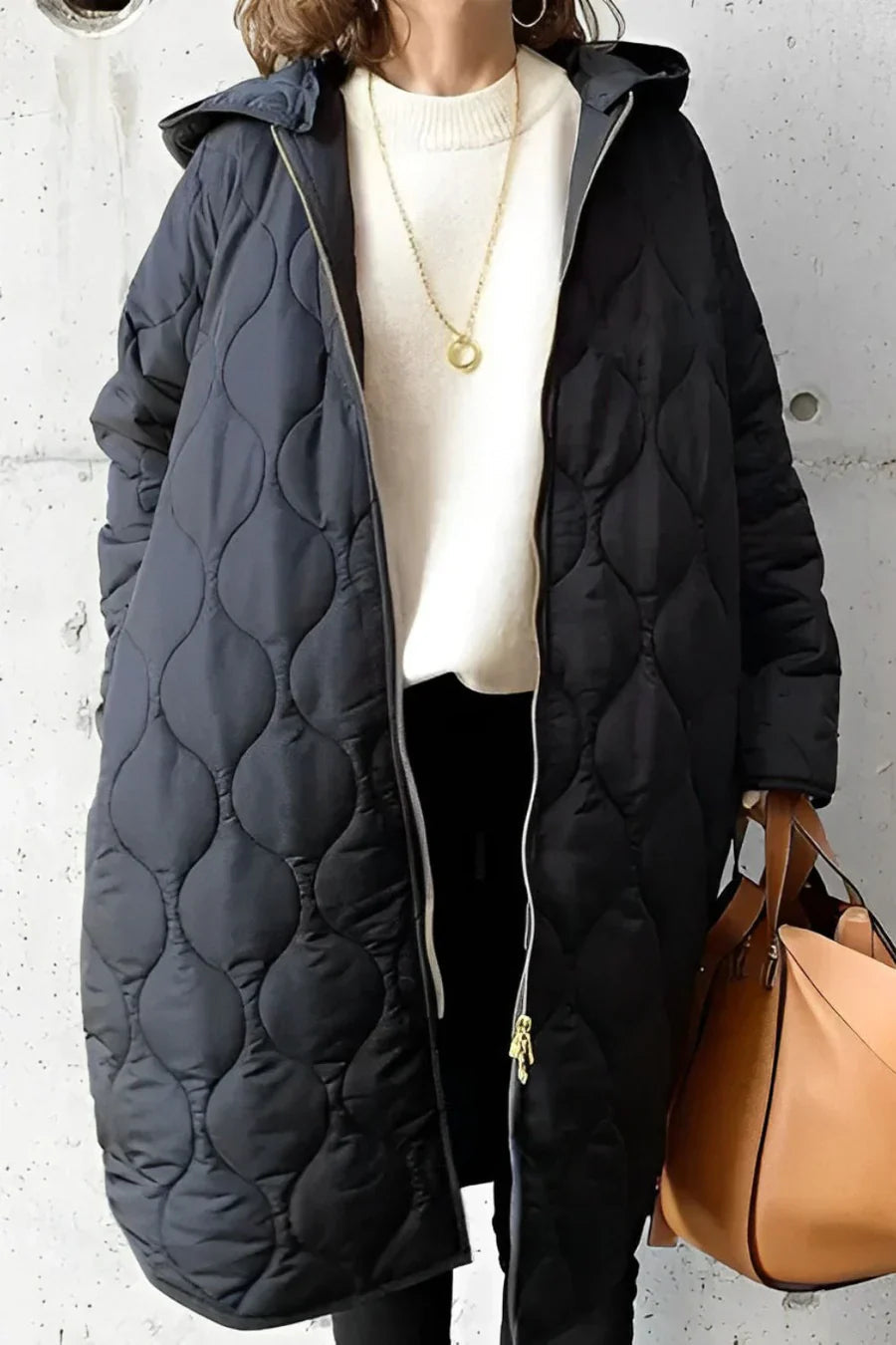 Elegant Women's Coat Long Slim Modern Style