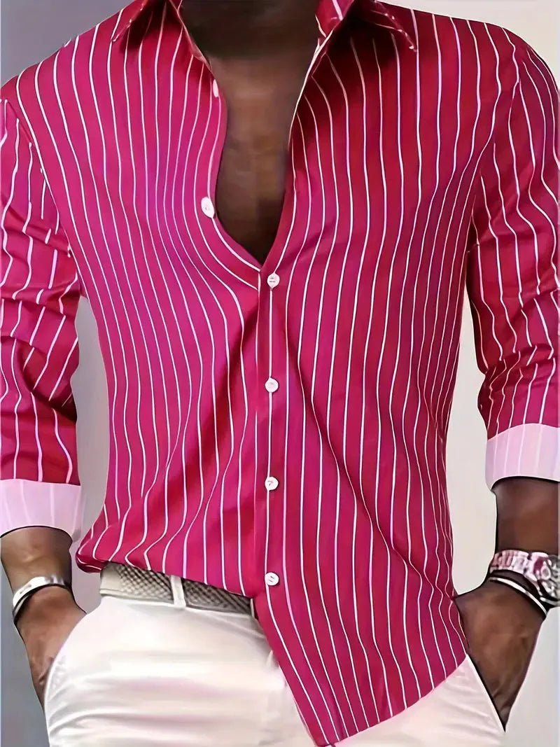 Slim Fit Hemd Streifen Langarm - IdealeKleiden