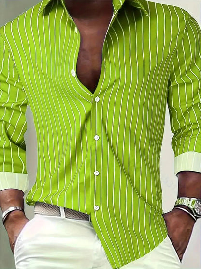 Slim Fit Striped Long-Sleeve Shirt