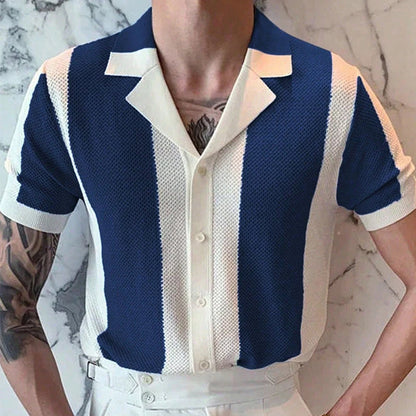 Men's Short Sleeve Polo Shirt Striped Design