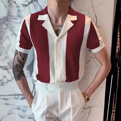 Men's Short Sleeve Polo Shirt Striped Design