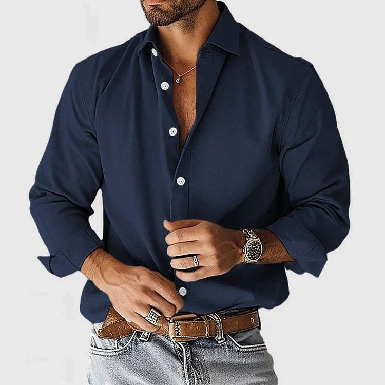 Men's Linen Long-Sleeve Shirt Elegant
