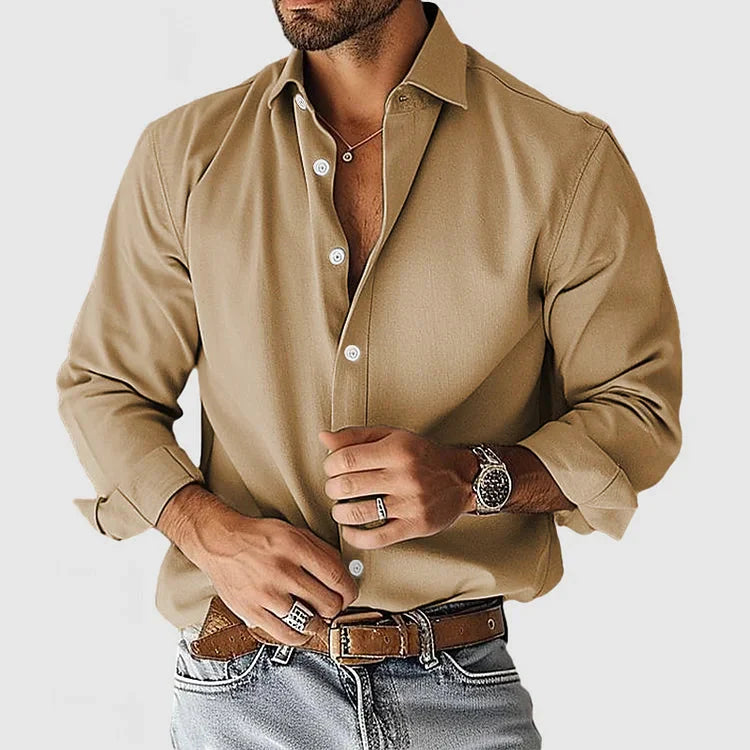 Men's Linen Long-Sleeve Shirt Elegant