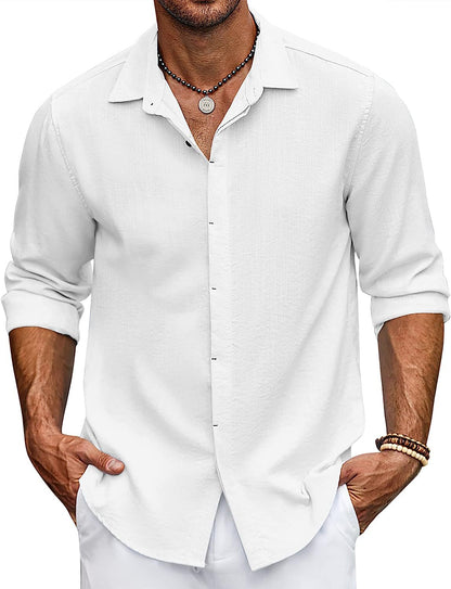 Men's Long-Sleeve Shirt Loose Modern Button Placket