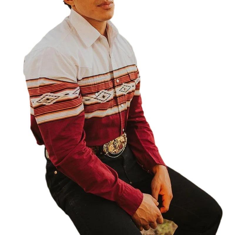 Herren Hemd Western Stil Langarm - IdealeKleiden