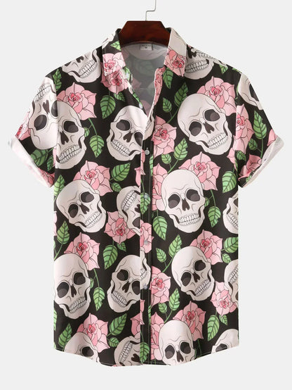 Men's Short Sleeve Skull Design Shirt