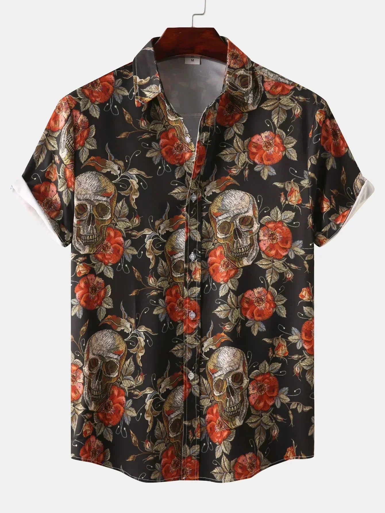 Herren Hemd Kurzarm Totenkopf Design - IdealeKleiden
