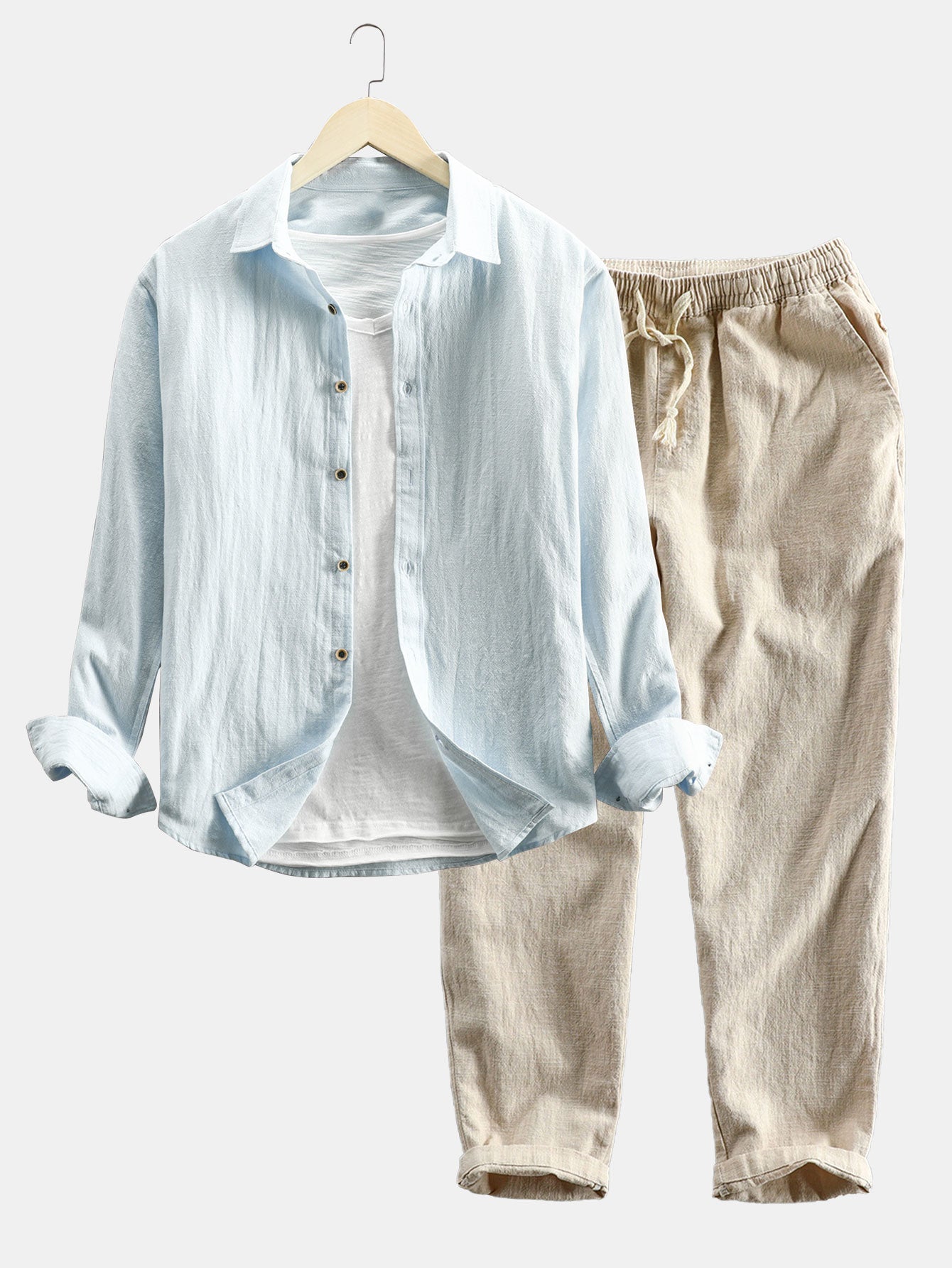 Men's Linen Suit Two-Piece Long Sleeve