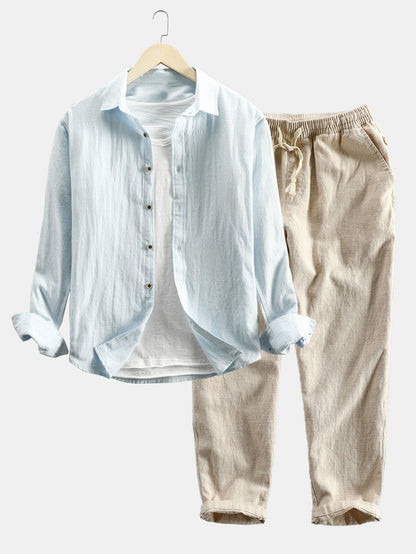 Men's Linen Suit Two-Piece Long Sleeve
