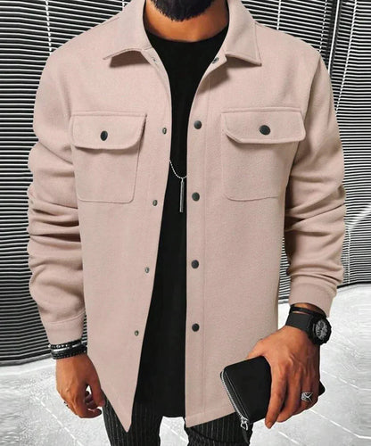 Men's Warm Long Sleeve Button Down Shirt Jacket