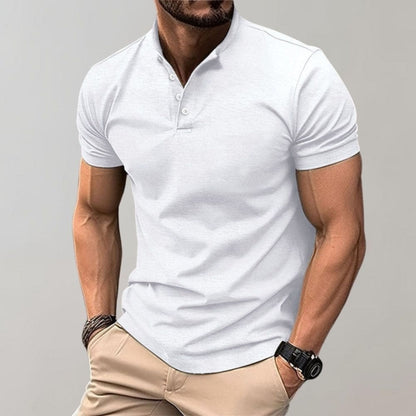 Men's Short Sleeve Polo Shirt Button Fastening Modern