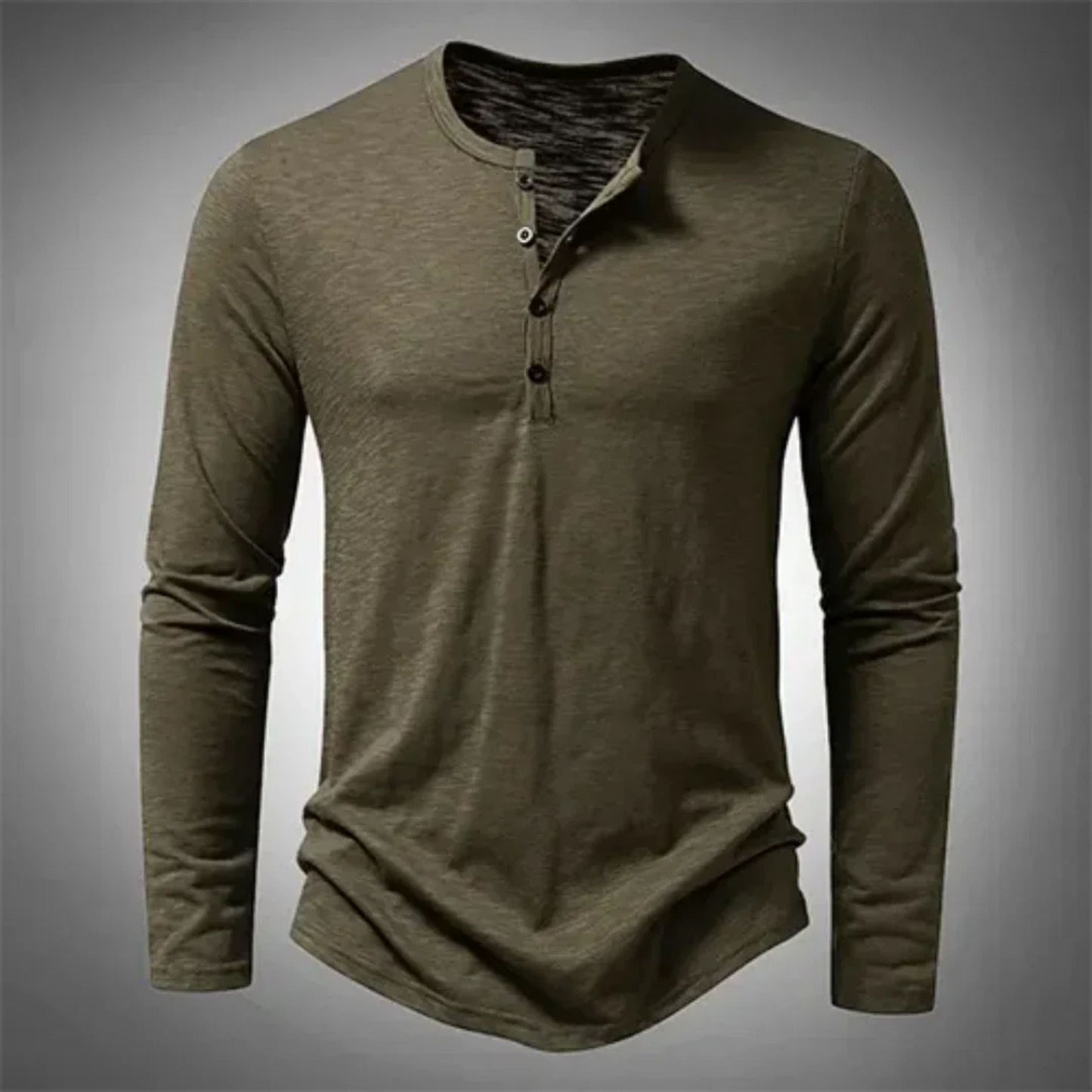 Men's Casual Half-Button Long-Sleeve Shirt