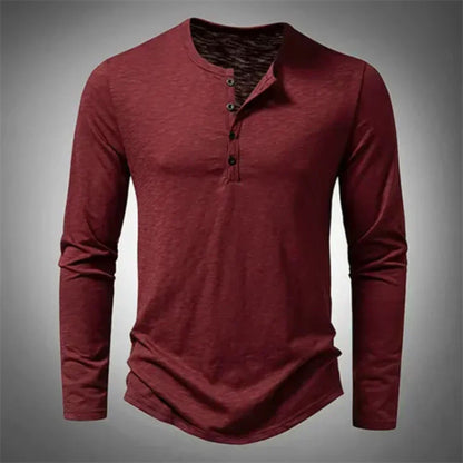 Men's Casual Half-Button Long-Sleeve Shirt