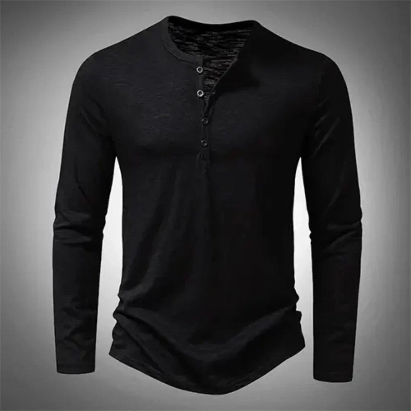 Men's Casual Half-Button Long-Sleeve Shirt