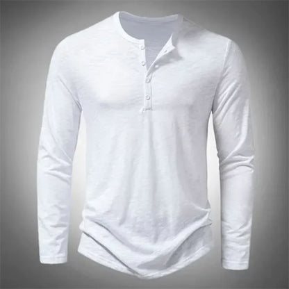 Men's Casual Half-Button Long-Sleeve Shirt