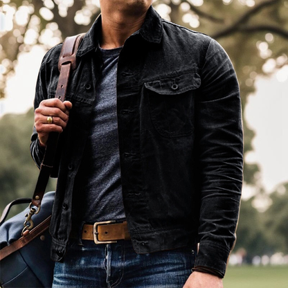 Men's Vintage Look Autumn Jacket with Chest Pockets