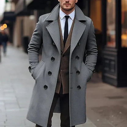 Stylish double-breasted coat women's wool blend jacket