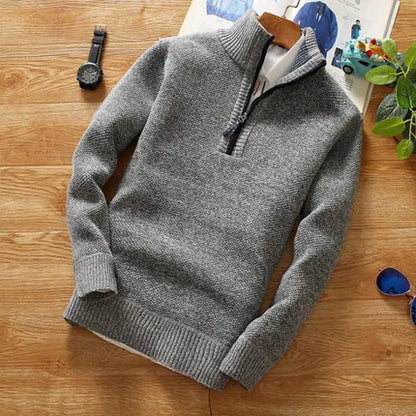 Stylish Knitted Sweater Zipper Collar