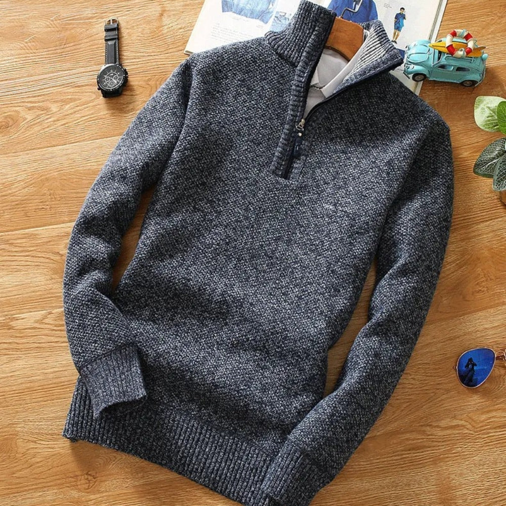 Stylish Knitted Sweater Zipper Collar
