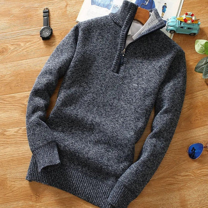 Stylish Knitted Sweater Zipper Collar