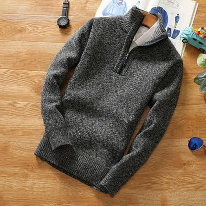 Stylish Knitted Sweater Zipper Collar