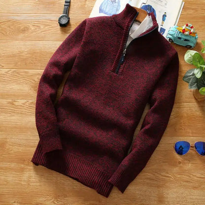 Stylish Knitted Sweater Zipper Collar