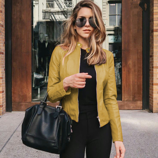 Women's Elegant Leather Jacket Style