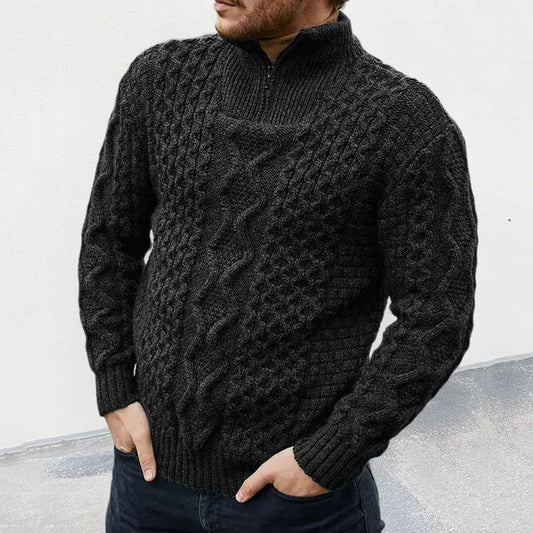 Herren Pullover Strukturiert Halbzipper Warm - IdealeKleiden
