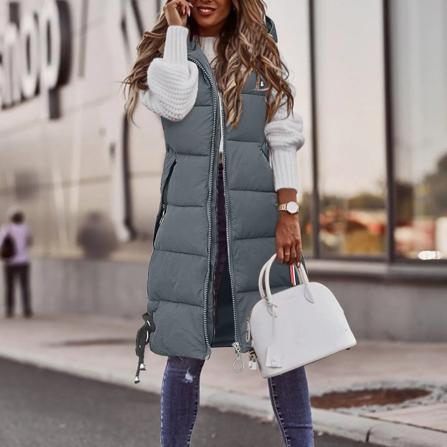 Quilted Vest Women Hooded Warm