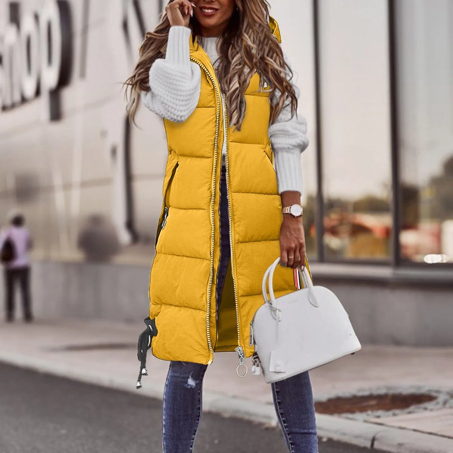 Quilted Vest Women Hooded Warm
