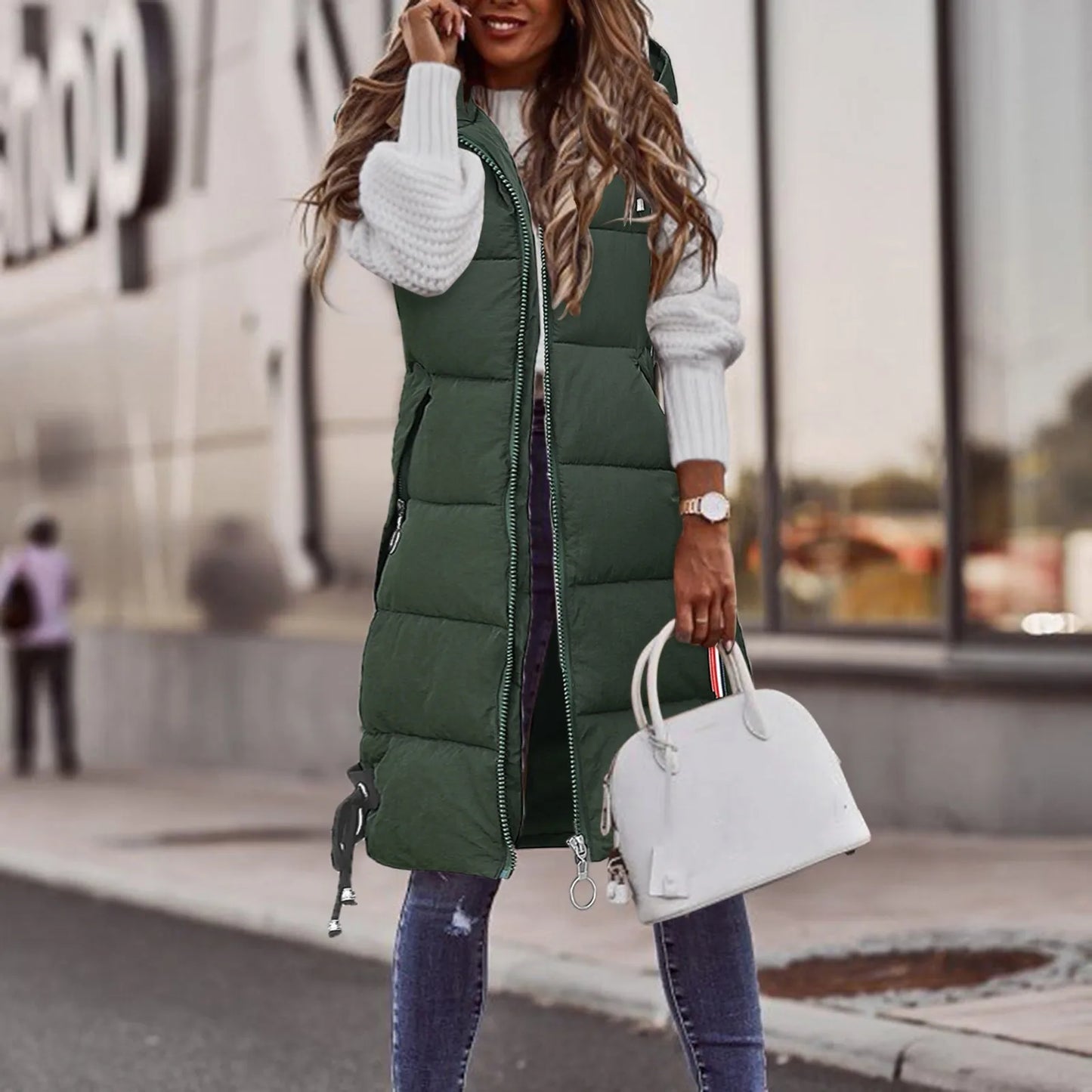 Quilted Vest Women Hooded Warm