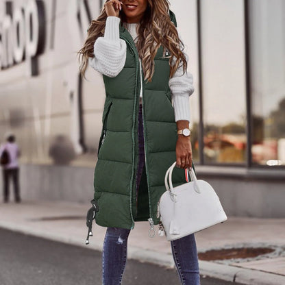 Quilted Vest Women Hooded Warm