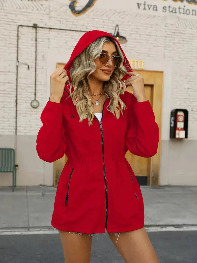 Women's Raincoat Hood Floral Print