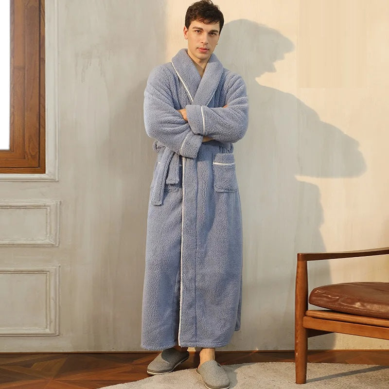 Men's Long Soft Fleece Bathrobe