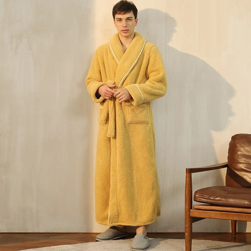 Men's Long Soft Fleece Bathrobe