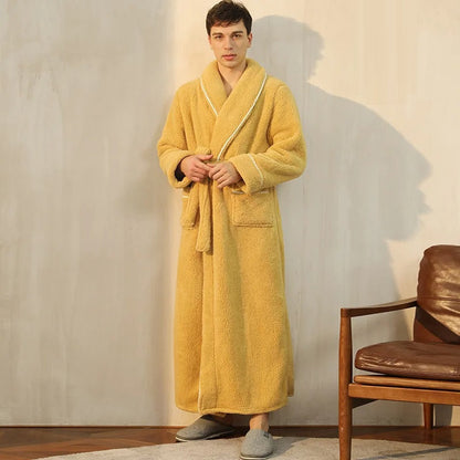 Men's Long Soft Fleece Bathrobe