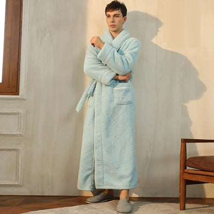 Men's Long Soft Fleece Bathrobe