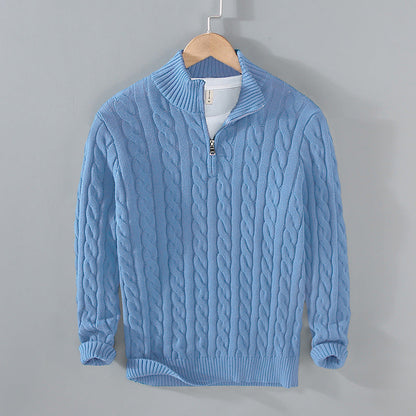 Men's Half-Zip Cable Knit Sweater