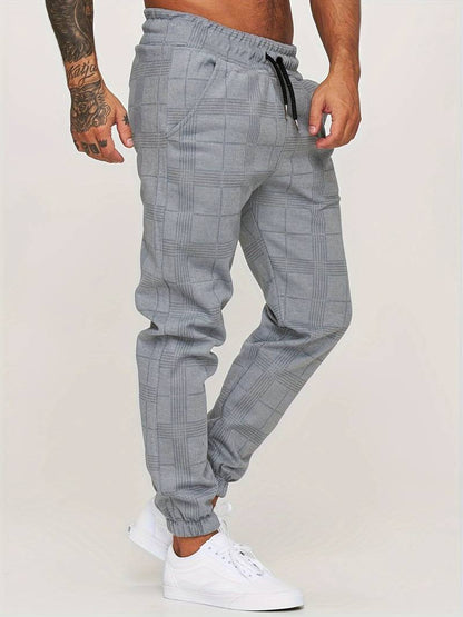Comfortable Men's Plaid Elastic Training Pants