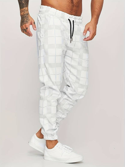 Comfortable Men's Plaid Elastic Training Pants