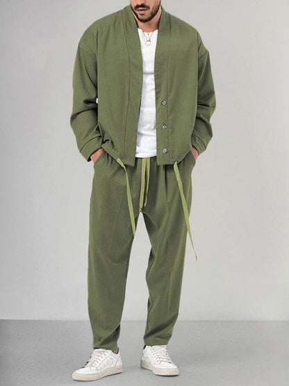 Men's Comfortable Two-Piece Overshirt Set