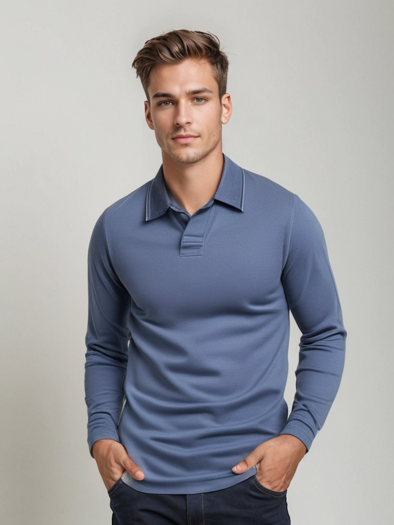 Elegantes Herren Poloshirt Langarm - IdealeKleiden