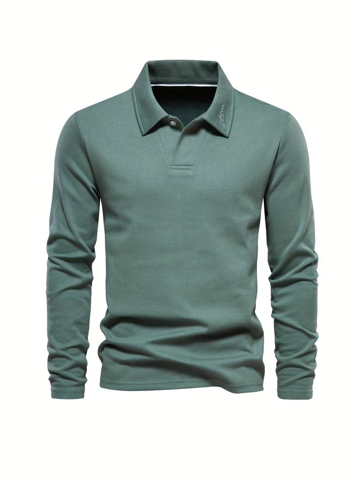 Men's Elegant Long-Sleeved Polo Shirt