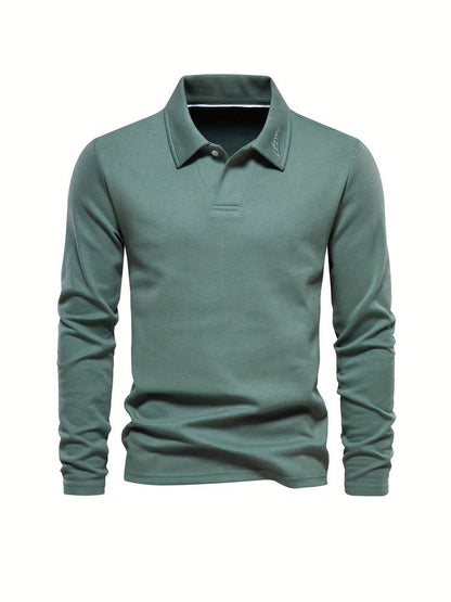 Men's Elegant Long-Sleeved Polo Shirt