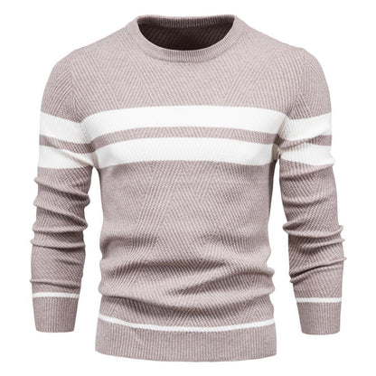 Men's Striped Round Neck Knitted Sweater